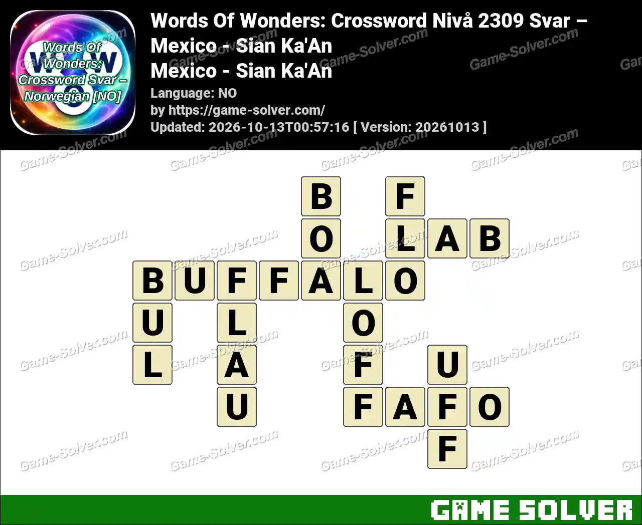 Words Of Wonders: Crossword Nivå 2309 Svar – Mexico – Sian Ka’An